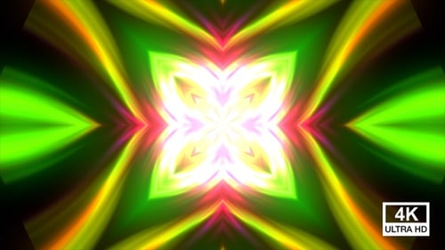 Abstrakte bunte Blumen Neonlicht Hintergrund 4K