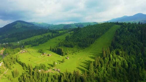 Bright Rolling Countryside Around a Farm in the Morning Light