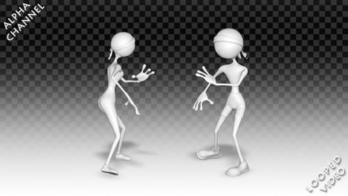 Stylized 3D Animated Humanoid Figures Practicing Combat Moves