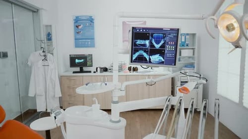 Empty Stomatology Orthodontist Bright Office Room with Nobody in It