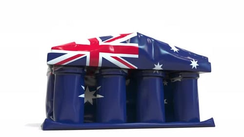 Deflating Bank or Government Building with Flag of Australia