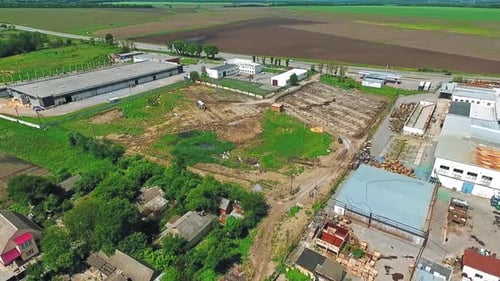 Aerial view of construction site. Preparation of the site for the construction