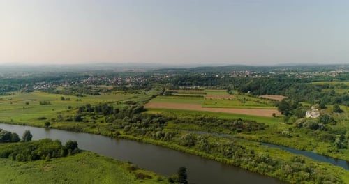 Aerial Beautiful View Landscape of City and River