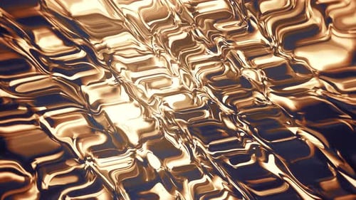 Dynamic Golden Metallic Waves Abstract Motion Background