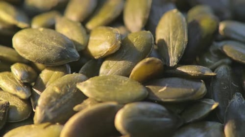 Heap of Green Pumpkin Seeds Close Up