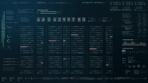 Futuristic Source Code Digital Data Telemetry Display