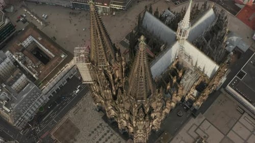 High Angle View of Gothic Cathedral in City