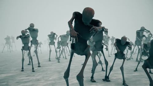 Gruselige Zombies Menschenmenge beim Gehen