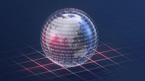 Animated Digital Globe with Global Data Network Background