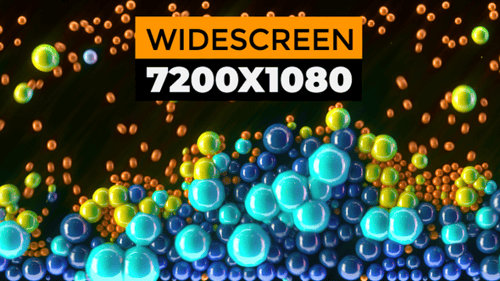 Colorful Fluid Spheres Filling Horizontal Space