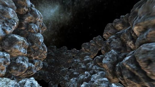 Animated Flight Through Cosmic Asteroid Tunnel