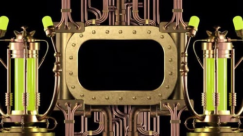 Industrial Steampunk Frame Reveal with Glowing Liquid
