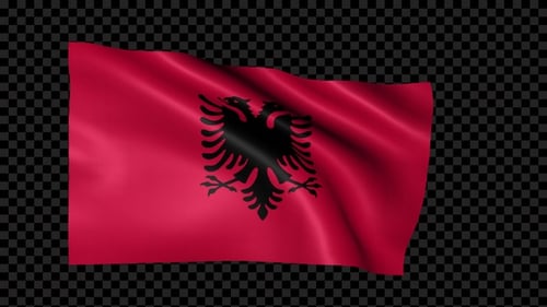 Seamless Looping Albanian Flag Waving Animation with Alpha Channel