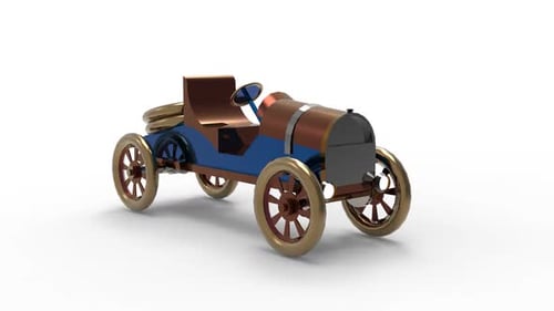 Rotating Vintage Toy Car 3D Render