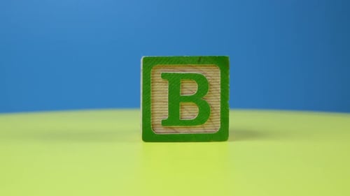 Close up shot letter "B" alphabet wooden block
