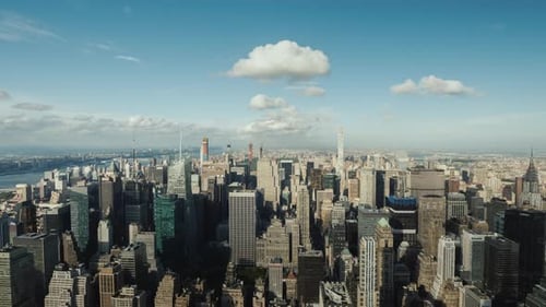 Panning Hyperlapse: Aerial View of the Business District of Manhattan in New York
