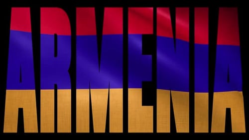 Armenia Flag Waving Inside Country Text Title Animation
