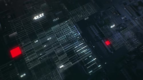 Futuristic Digital Circuit Board with Data Flow Background