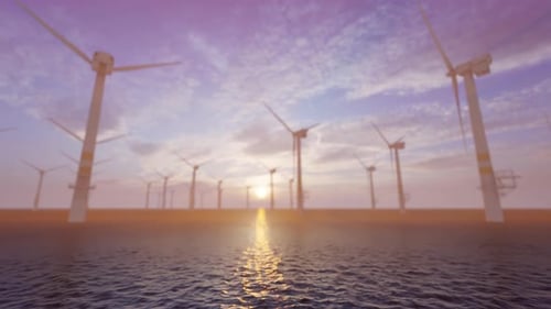 Wind Generators Turbines In The Sea