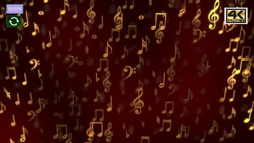 Elegant Golden Musical Notes Flowing Loop Background