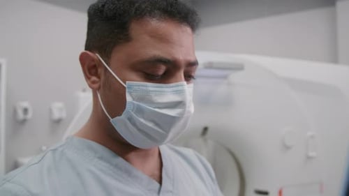 Radiologist Reading CT Scan of Brain