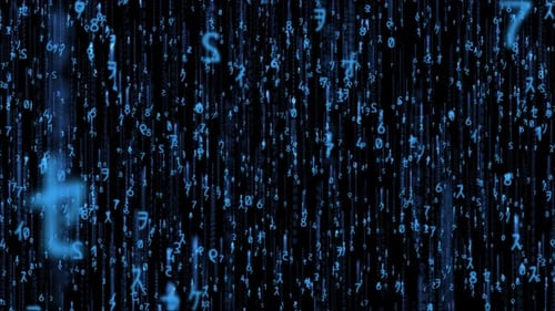 Blue Digital Rain Code Stream Loop Background