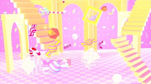 Playful Candy World Seamless Loop with Geometric Structures