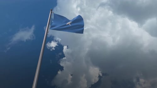Waving Somalia Flag Animation against Cloudy Sky
