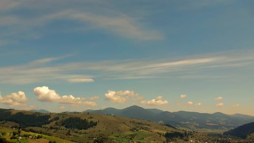 Beautiful View of Countryside Village and Mountain in Summer