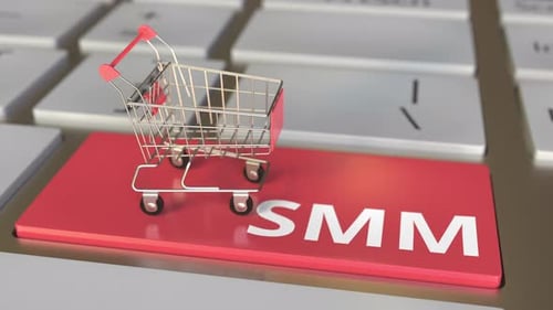 Social Media Marketing Text on Computer Keyboard and Boxes