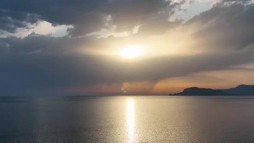 Background Textured Sea Sunset aerial view 4 K