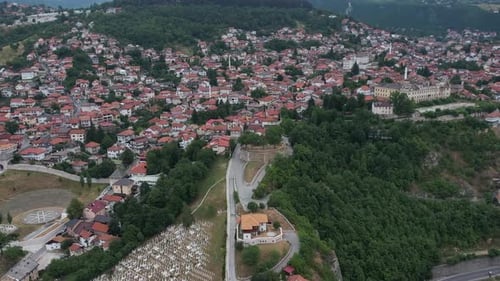 Aerial View Of Sarajevo Old Town 4K
