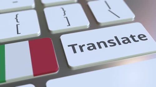 TRANSLATE Text and Flag of Italy on the Keyboard