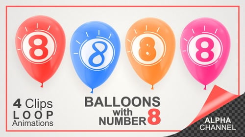 Globos con el número 8/Happy Eight Years Old