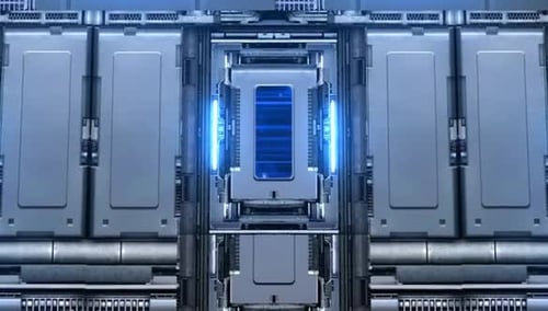 Futuristic Sci-Fi Mechanical Wall Opening Transition