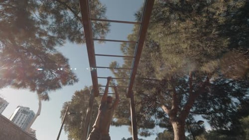 Workout on Monkey Bar in the Park