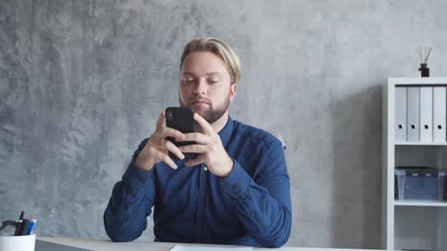 Business persons is work alone in modern office using computer technology.