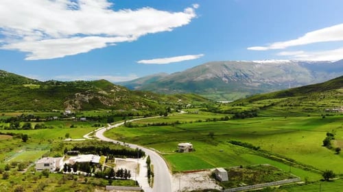 Aerial Panoramic View of Scenic Mountain Landscape in Albania