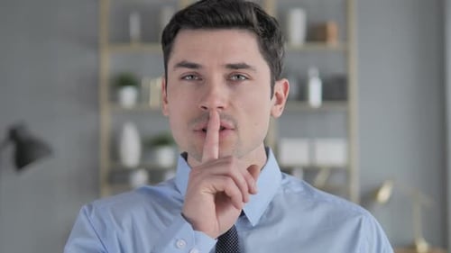 Silent Silence Gesture By Gray Hair Man