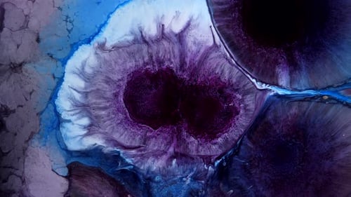 Abstract Ink Swirls of Purple, Blue, and White