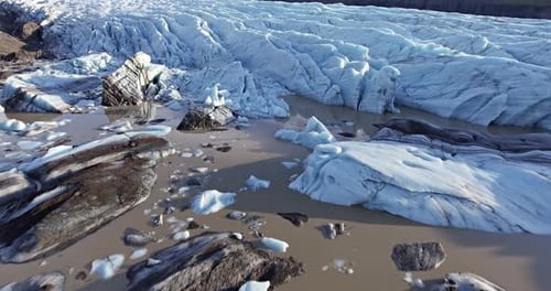 Flying over Svinafellsjokull Glacier in Iceland