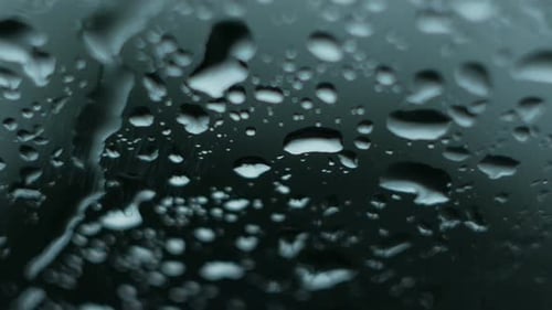 Rain Drops on Window Macro Close Up
