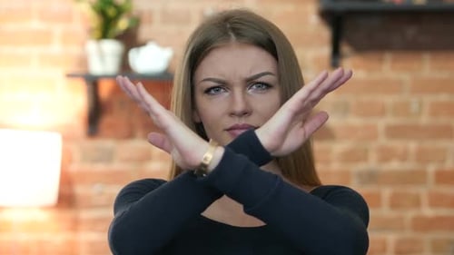 Crossing Hands, Rejecting Offer, No By Young Girl, Portrait