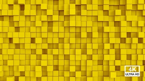 Abstract Yellow Cubes Geometric Waving Loop Background