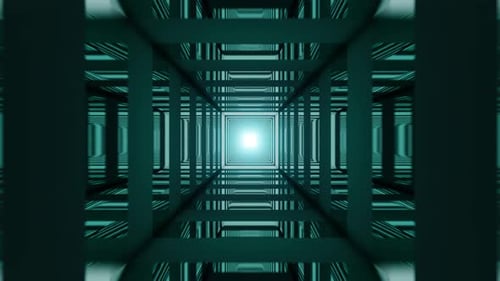Futuristic Geometric Tunnel with Neon Lights Loop
