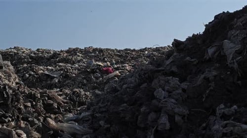 Large Mountain of Trash and Garbage in Landfill