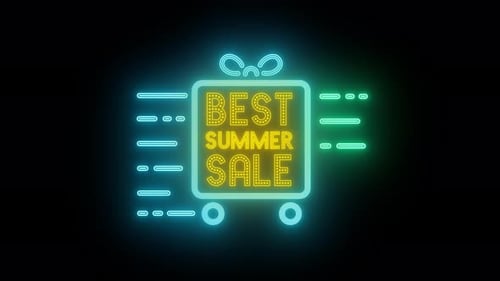 Neon Best Summer Sale Promotion Title Animation