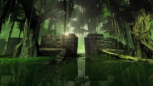 Panorama d'un ancien temple de la jungle