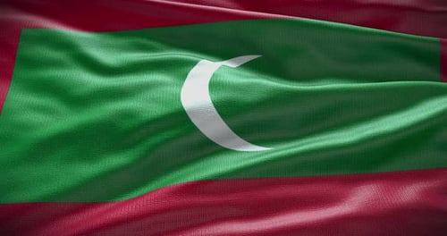 Maldives National Flag Waving in Realistic Fabric Motion