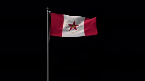 Animated Flag Waving with Red Star and White Stripe